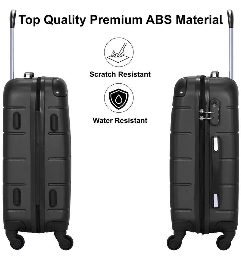 Senator Black Hard Case Travel Bag Medium Checked Luggage Trolley ABS Lightweight Suitcase with 4 Spinner Wheels A1012, Black  | Best Price UAE