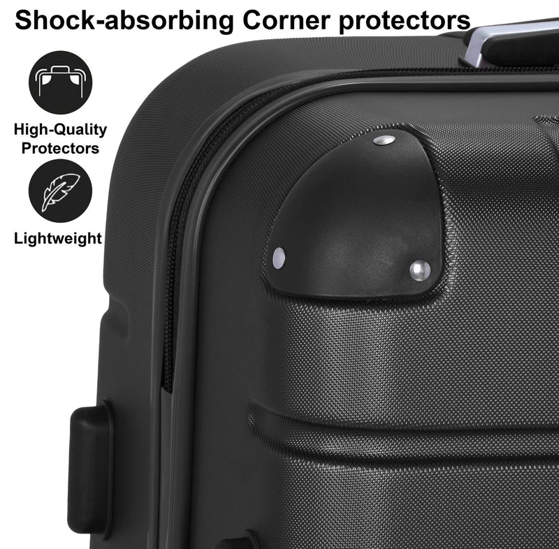 Senator Black Hard Case Travel Bag Medium Checked Luggage Trolley ABS Lightweight Suitcase with 4 Spinner Wheels A1012, Black  | Best Price UAE
