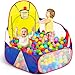 Eocolz Kids Ball Pit Large Pop Up Childrens Ball Pits Tent for Toddlers Playhouse Baby Crawl Playpen with Basketball Hoop and Zipper Storage Bag 4 Ft120CM Balls Not Included Blue Yellow Red - Image 3