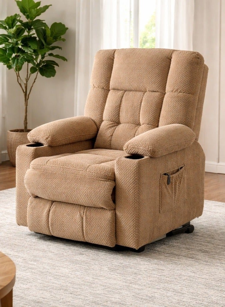 Electric Recliner Sofa Chair Comfortable Living Room Seating with Cup Holders and Storage - Image 1