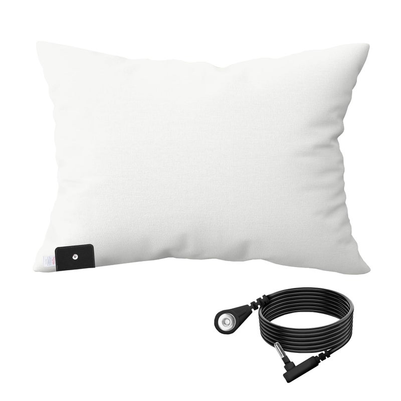 Hooga Grounding Pillow Case  Queen Size Earth Connected Pillowcase  Bedding. Improve Sleep  Energy  Inflammation  Snoring. 94% Organic Cotton  6% Silver Fiber  20x30 Size. Off White - Image 1