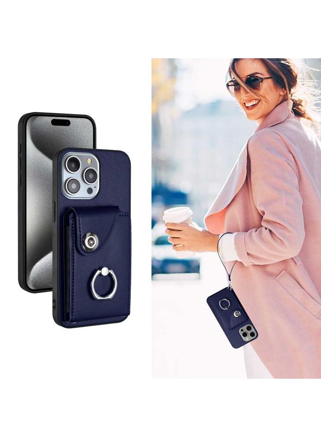 S-TOP Case For iPhone 14 Pro Max Organ Card Bag Ring Holder PU Phone Case with Lanyard - Image 5