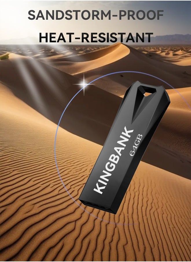 KINGBANK - 64G USB3.0 Flash Drive, High-Speed ​​Storage, 40MBps Read, 30MBps Write, Compatible with Audio, Computers, TVs, Laptops, Game Consoles, Cars (64GB, Black) - Image 1