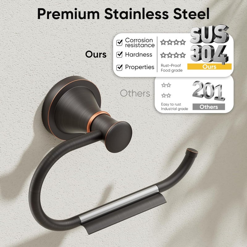BESy Oil Rubbed Bronze Toilet Tissue Paper Holder Oil Rubbed Bronze Bathroom Accessories Toilet roll Paper Hanger, Wall Mounted, Rustproof - Image 4