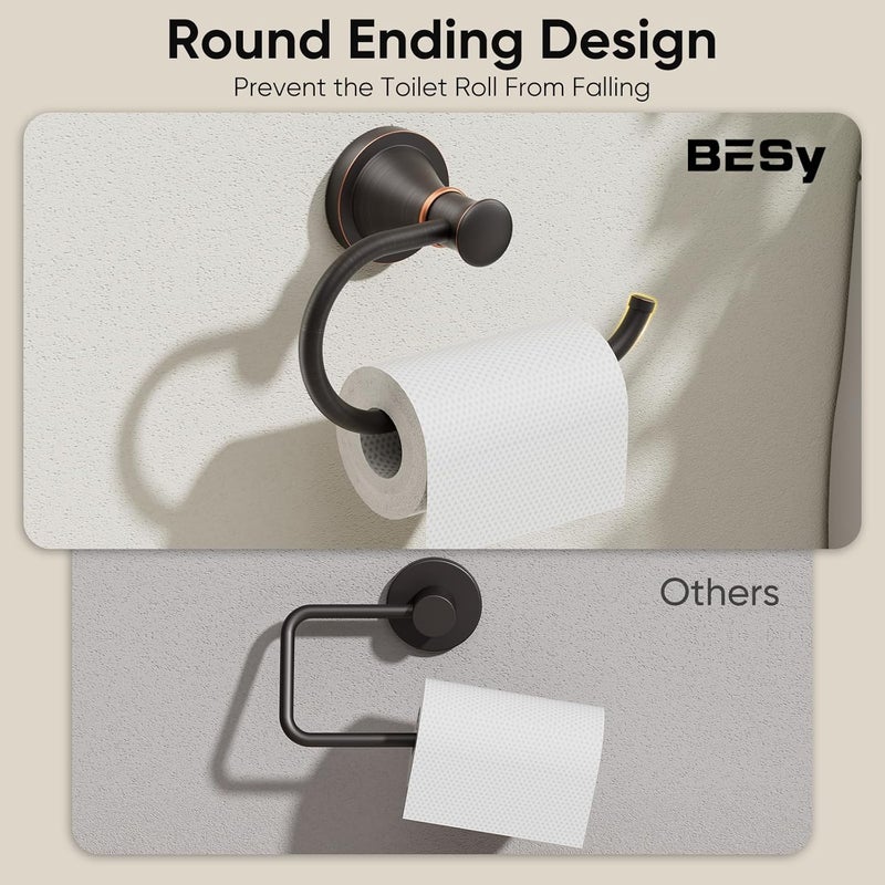 BESy Oil Rubbed Bronze Toilet Tissue Paper Holder Oil Rubbed Bronze Bathroom Accessories Toilet roll Paper Hanger, Wall Mounted, Rustproof - Image 3