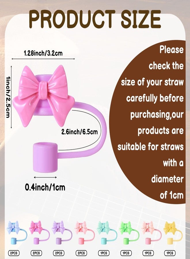 XLSXEXCL 12 Pcs Bow Straw Cover Caps Compatible with Stanley Cup, Silicone Cute Reusable Straw Toppers Compatible with Stanley Cup Accessories 10mm - Image 2