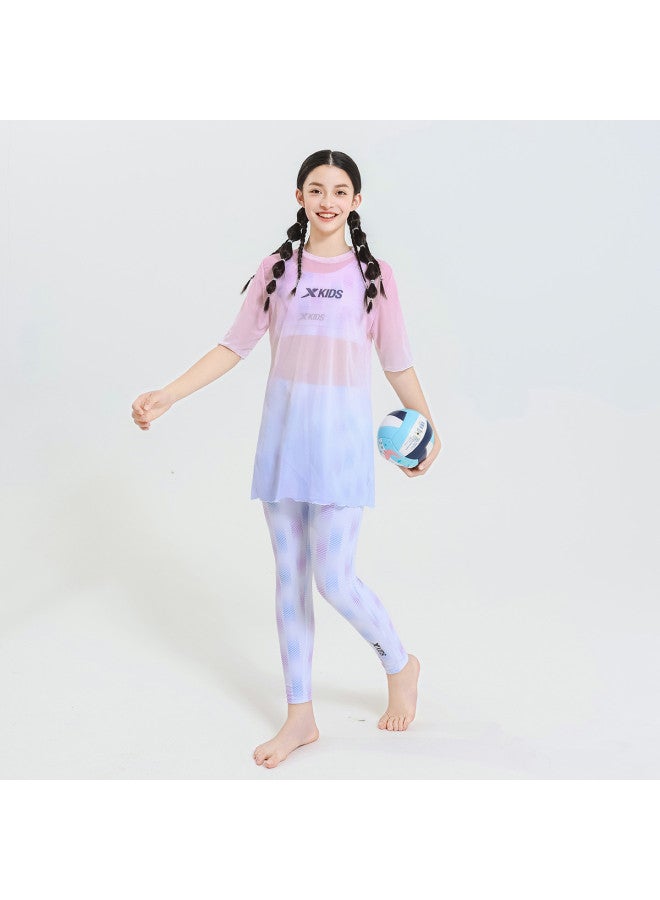 إكستيب ملابس السباحة للأطفال للفتيات، طالبات المدارس المتوسطة، غطاء الشاطئ للإجازة، مجموعة من ثلاث قطع، ملابس سباحة عالية الجودة لتخسيس للأطفال المتوسطين إلى الكبار - Image 3