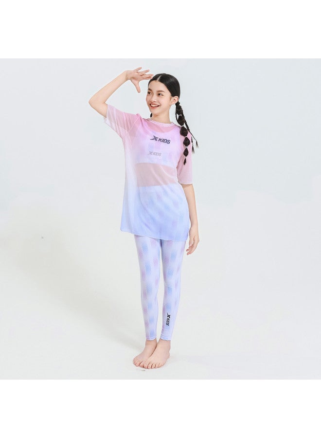 إكستيب ملابس السباحة للأطفال للفتيات، طالبات المدارس المتوسطة، غطاء الشاطئ للإجازة، مجموعة من ثلاث قطع، ملابس سباحة عالية الجودة لتخسيس للأطفال المتوسطين إلى الكبار - Image 5