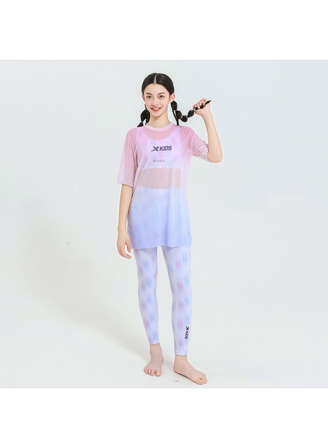 إكستيب ملابس السباحة للأطفال للفتيات، طالبات المدارس المتوسطة، غطاء الشاطئ للإجازة، مجموعة من ثلاث قطع، ملابس سباحة عالية الجودة لتخسيس للأطفال المتوسطين إلى الكبار - Image 4