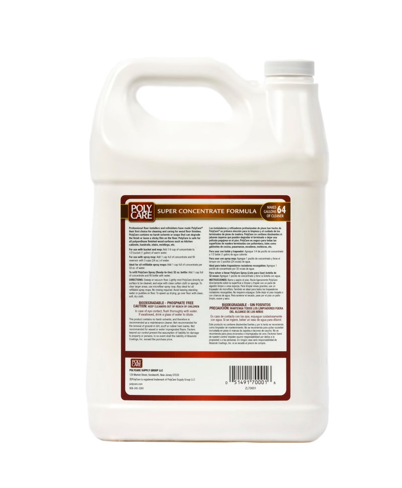 POLY CARE PolyCare Hardwood Floor Cleaner Super Concentrate - 128 Fl Oz - Fresh- Dilute Concentrate with Water for Spray Mops and Spray Bottles - Residue-Free Floor Cleaning Solution - Image 3