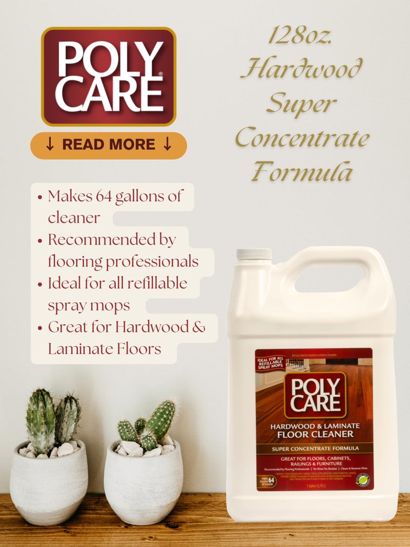 POLY CARE PolyCare Hardwood Floor Cleaner Super Concentrate - 128 Fl Oz - Fresh- Dilute Concentrate with Water for Spray Mops and Spray Bottles - Residue-Free Floor Cleaning Solution - Image 2