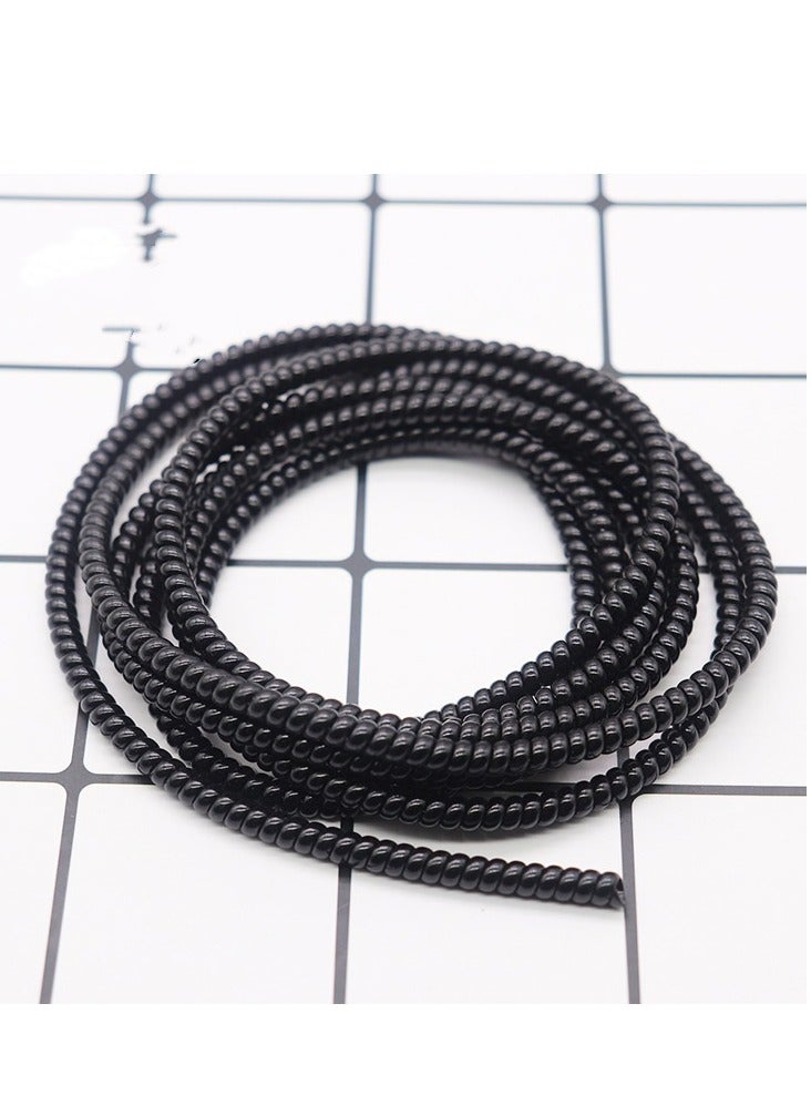 4Pcs 1.6m Spiral Cable Protector, Chargers Cable Protector Data Cable Protective Sleeve, Headphone Saver, Charger Protective Cover for Phone USB Prevent Pets from Biting The Cable (Black) - Image 1