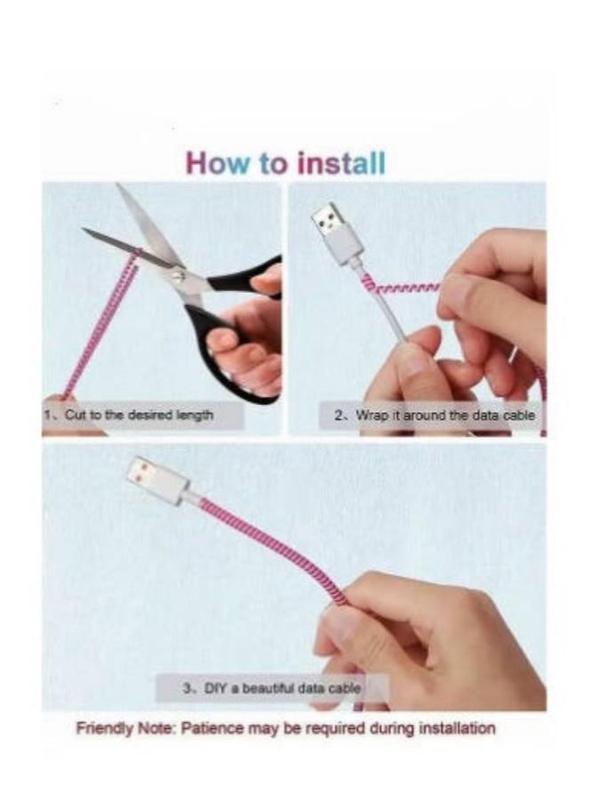 4Pcs 1.6m Spiral Cable Protector, Chargers Cable Protector Data Cable Protective Sleeve, Headphone Saver, Charger Protective Cover for Phone USB Prevent Pets from Biting The Cable (Black) - Image 2