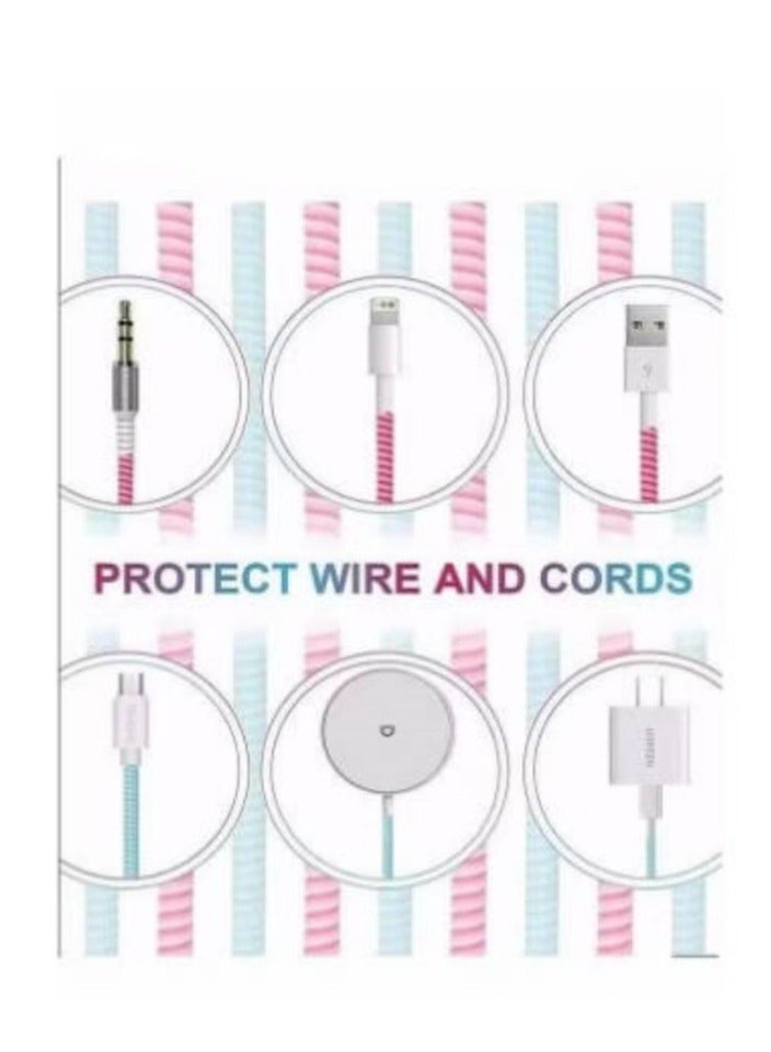 4Pcs 1.6m Spiral Cable Protector, Chargers Cable Protector Data Cable Protective Sleeve, Headphone Saver, Charger Protective Cover for Phone USB Prevent Pets from Biting The Cable (Black) - Image 4