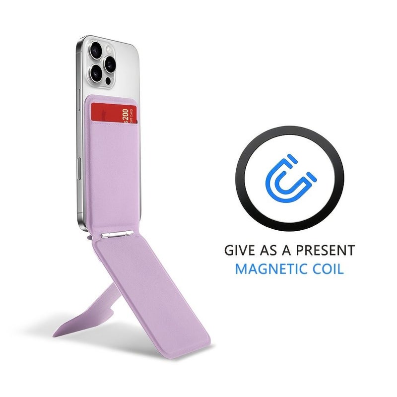 1pc Red Magnetic Stand With Card Holder Portable Foldable Stand Compact Desktop Tripod Compatible With iPhone 17 16 15 14 13 12 Series - Image 1