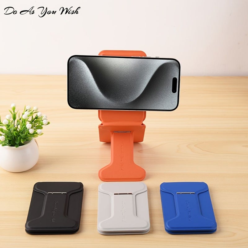 1pc Red Magnetic Stand With Card Holder Portable Foldable Stand Compact Desktop Tripod Compatible With iPhone 17 16 15 14 13 12 Series - Image 2