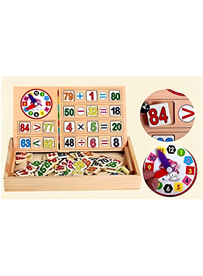 صندوق دراسة الحساب الخشبي، عصا ذكاء رياضي، عصي ذكاء رياضي، عصي ذكاء خشبية، قضبان العد، لعبة رياضيات تعليمية، لغز تعليمي، صندوق ألعاب قوي مع ساعة وسبورة - Image 2