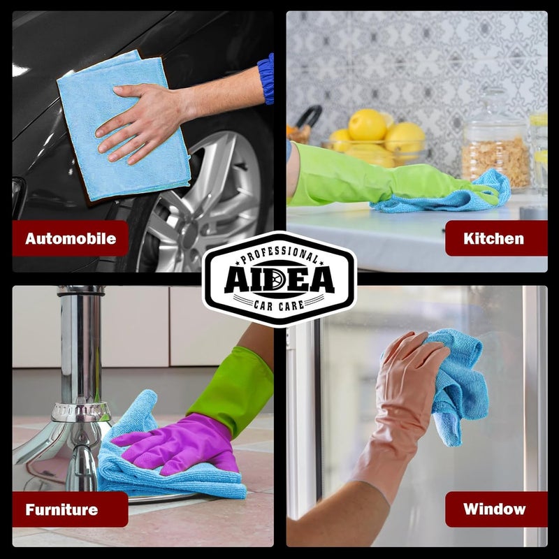 AIDEA Microfiber Cleaning Cloth Blue,150PK, Shop Rags, Microfiber Towels for Cars, Dusting Cloth Lint Free Rags, Absorbent Towels for SUVs, House, Kitchen, Mechanic, Workshops, 12"Ã—12" - Image 5
