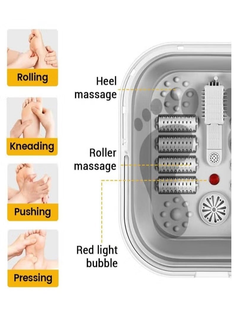 جهاز مساج اقدام القابل للطي مع وظائف متعددة: حرارة الأشعة تحت الحمراء، تدفئة، فقاعات، وبكرات جهاز مساج للرجلين، للاستخدام المنزلي والمكتبي، للاسترخاء وتخفيف التوتر، هدية للرجال والنساء - Image 3