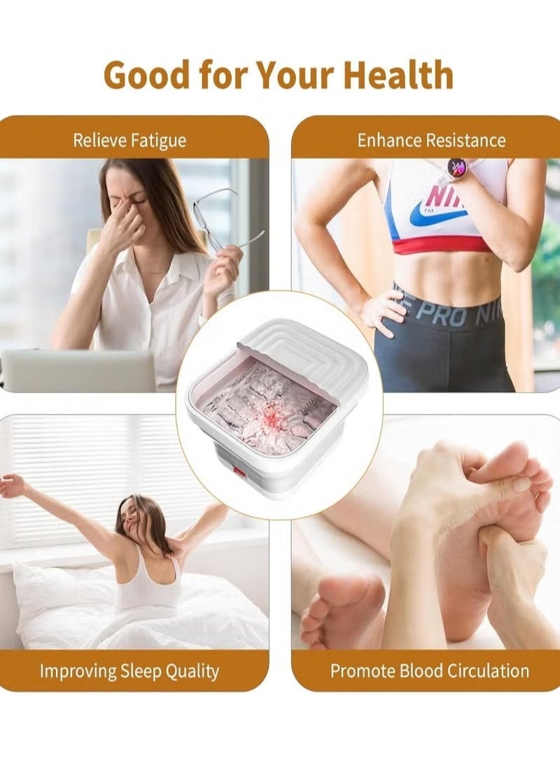 جهاز مساج اقدام القابل للطي مع وظائف متعددة: حرارة الأشعة تحت الحمراء، تدفئة، فقاعات، وبكرات جهاز مساج للرجلين، للاستخدام المنزلي والمكتبي، للاسترخاء وتخفيف التوتر، هدية للرجال والنساء - Image 4