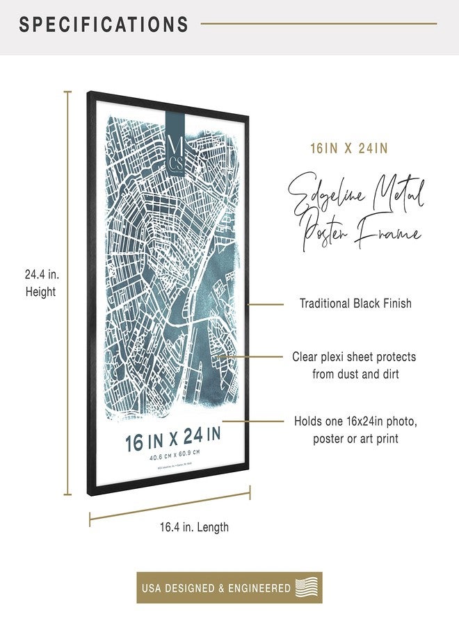 MCS Edgeline Metal Poster Frame, Back-Loading Picture Frame For Wall Art, 16 x 24 Inch, Black - Image 3