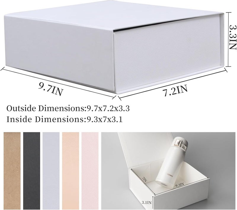 Rsgift White Gift Box with Lids, 9.7x7.2x3.3 Inch Magnetic Closure Gift Box for Weddings, Birthdays, and Graduations - Image 2