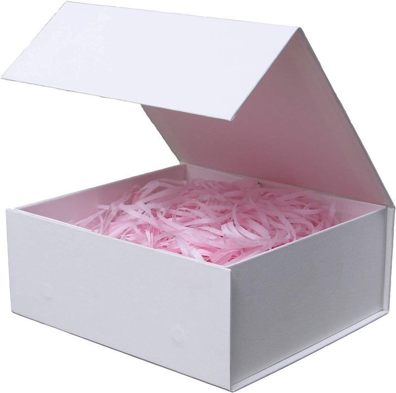Rsgift White Gift Box with Lids, 9.7x7.2x3.3 Inch Magnetic Closure Gift Box for Weddings, Birthdays, and Graduations - Image 1
