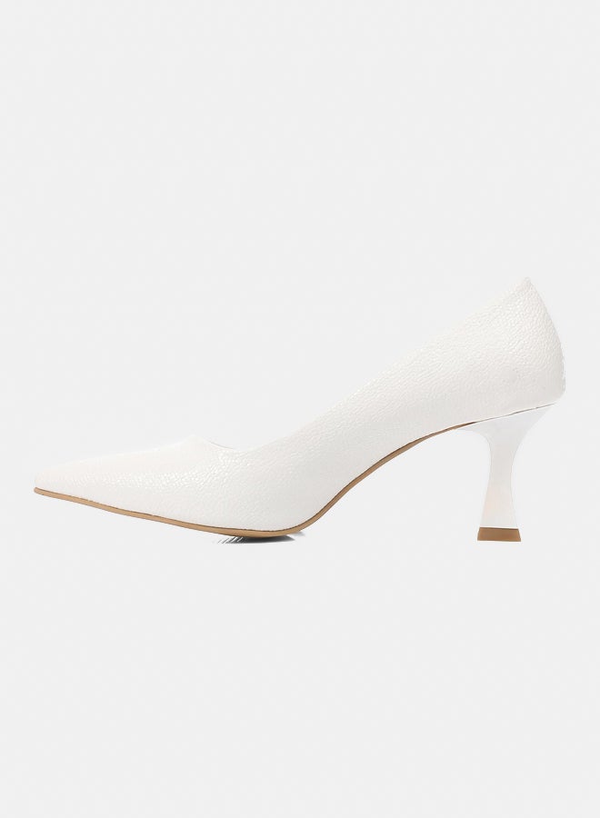 XO Style Elegant WhiteWomen's Heeled Shoes with Pointed Toe and Stylish Block Heel  - Image 4