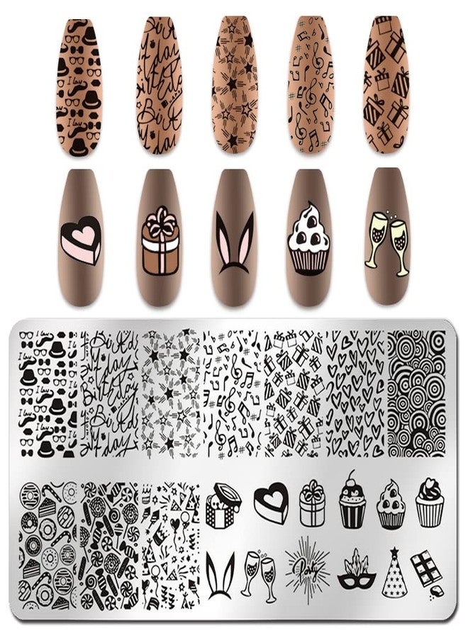 DANNEASY 6 Pieces Heart Nail Stamp Valentine's Day Nail Stamping Plate Nail Art Stencils Stamping Plates for Nails Manicure Template Tool DIY Nails Accessories (Heart Series) - Image 3