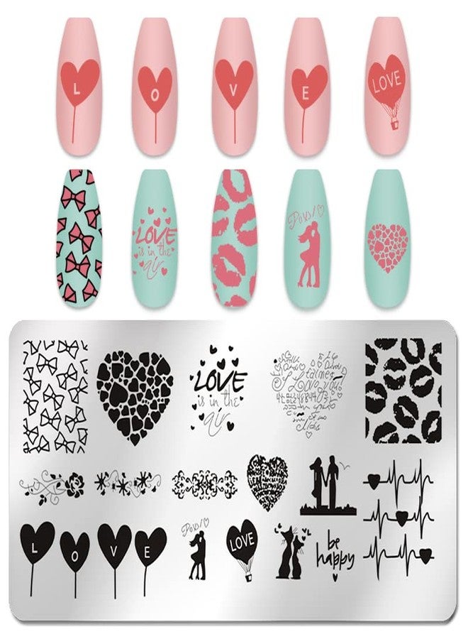 DANNEASY 6 Pieces Heart Nail Stamp Valentine's Day Nail Stamping Plate Nail Art Stencils Stamping Plates for Nails Manicure Template Tool DIY Nails Accessories (Heart Series) - Image 4