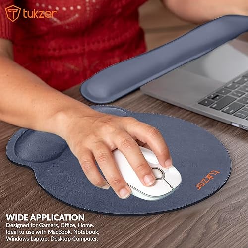 Tukzer Gel Mouse Pad| Memory Foam Cushion Mousepad with Wrist Support, Ergonomic Design| Non-Slip Rubber Base| Suitable for Gaming, Computer, Laptop, Home & Office Non-Slip Rubber Base (Grey) - Image 3