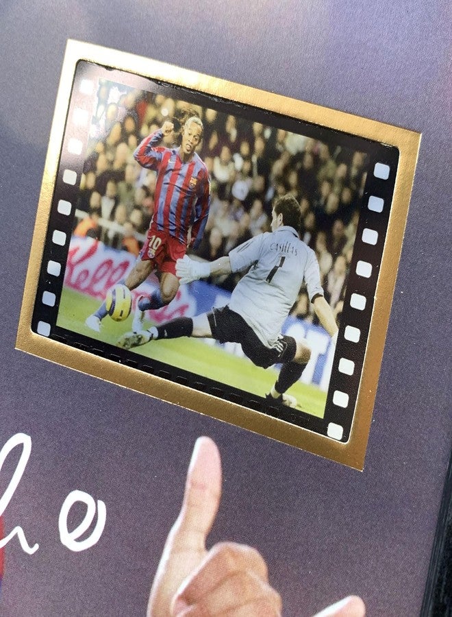 ORIMAMI Soccer Ball Ronaldinho Signed Picture Desktop Framed Photo Gift 8x6 Inches - with 35mm Film Recorded Scene Display,Gifts for Soccer Fans on Birthday Christmas - Image 4