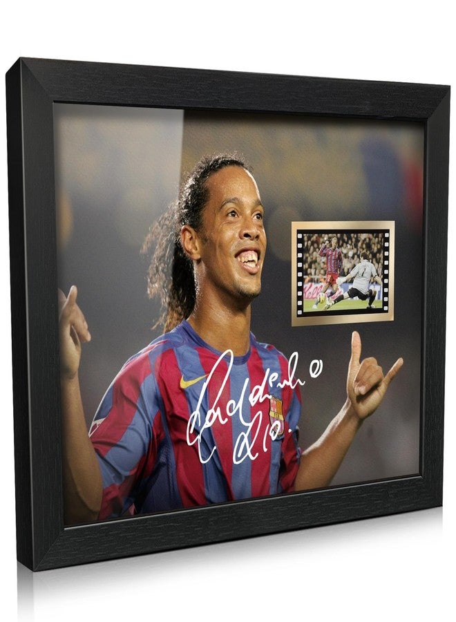 ORIMAMI Soccer Ball Ronaldinho Signed Picture Desktop Framed Photo Gift 8x6 Inches - with 35mm Film Recorded Scene Display,Gifts for Soccer Fans on Birthday Christmas - Image 1