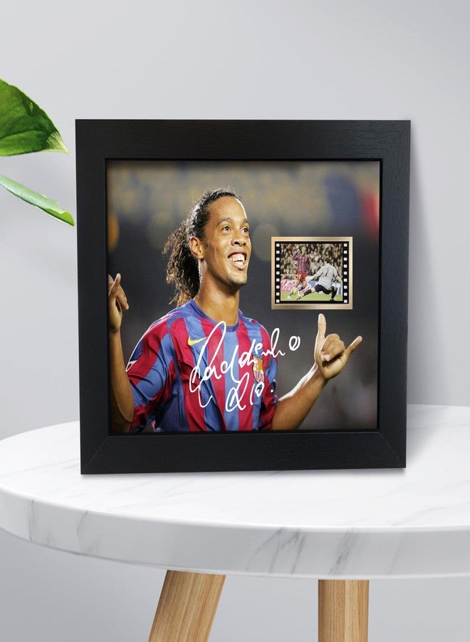 ORIMAMI Soccer Ball Ronaldinho Signed Picture Desktop Framed Photo Gift 8x6 Inches - with 35mm Film Recorded Scene Display,Gifts for Soccer Fans on Birthday Christmas - Image 2