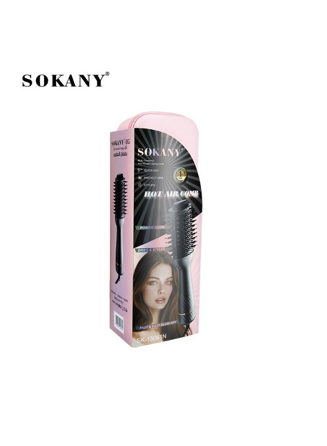 sokany SK-15061N Professional Hot Air Hair Straightening Brush – 1200W Fast Heat, 4-in-1 Styling & Drying, Cold Air Function, 360° Swivel Cord, Auto Shut-Off Safety, Smooth & Frizz-Free Hair - Image 2