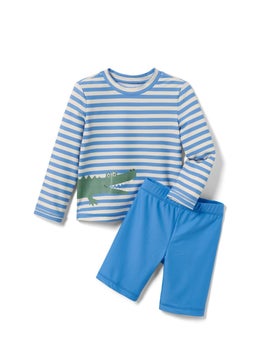 Tchibo Toddlers Boys 2 Pcs Stripe Top And Bottom Set, Blue  - Image 2