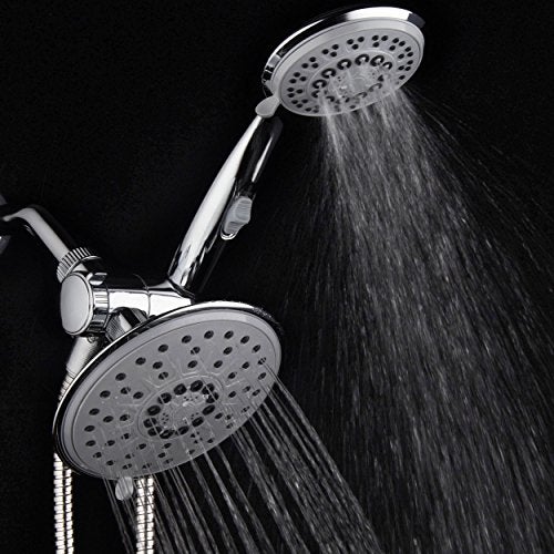 hydroluxe 30-Setting 6 Inch Rain Shower Head with Handheld Shower Combo featuring Patented ON/OFF Pause Switch by Hydroluxe - Use Each Showerhead Separately or Both Together! Premium Chrome Finish - Image 3