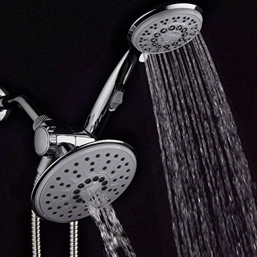 hydroluxe 30-Setting 6 Inch Rain Shower Head with Handheld Shower Combo featuring Patented ON/OFF Pause Switch by Hydroluxe - Use Each Showerhead Separately or Both Together! Premium Chrome Finish - Image 4