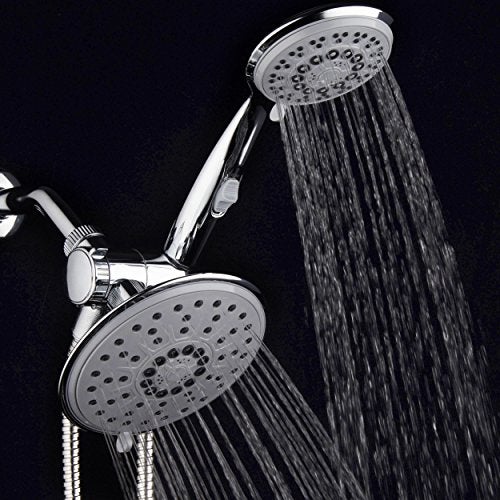 hydroluxe 30-Setting 6 Inch Rain Shower Head with Handheld Shower Combo featuring Patented ON/OFF Pause Switch by Hydroluxe - Use Each Showerhead Separately or Both Together! Premium Chrome Finish - Image 2