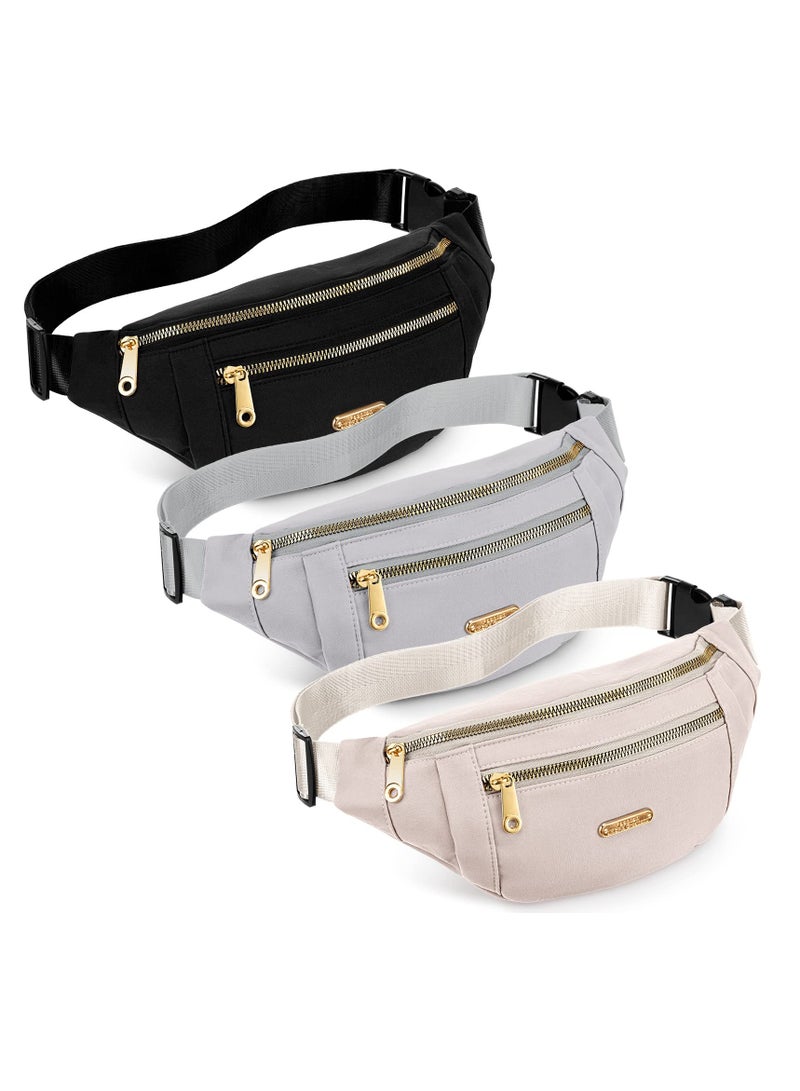 Packs, Waterproof Waist Packs for Women and Men with Adjustable Strap Waist Pouch for Sports Running Exercise Walking Travel 3 Pcs - Image 1