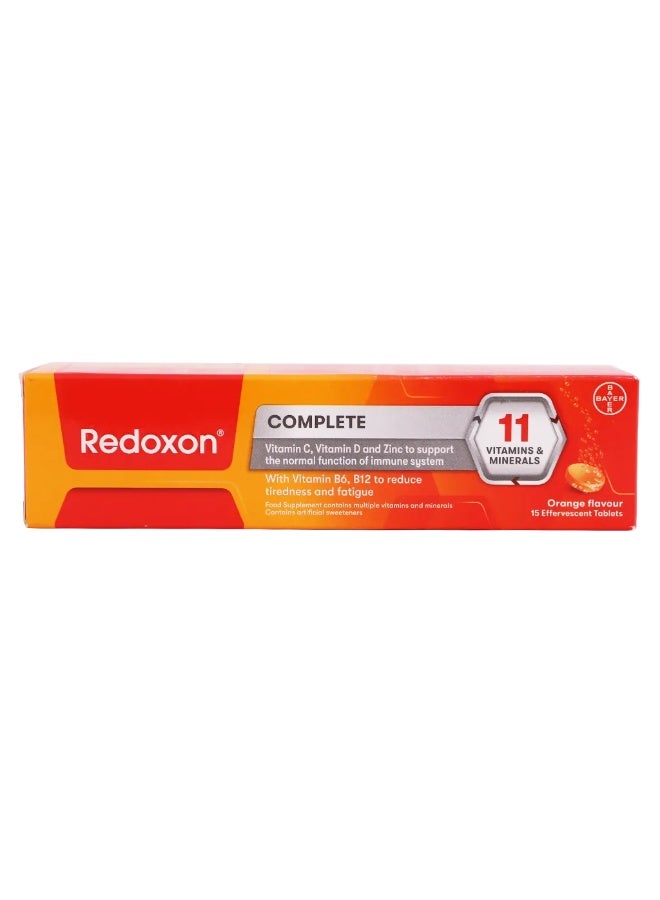 Redoxon Immune Complete Effervescent Tablets, Orange Flavor, 15 Count