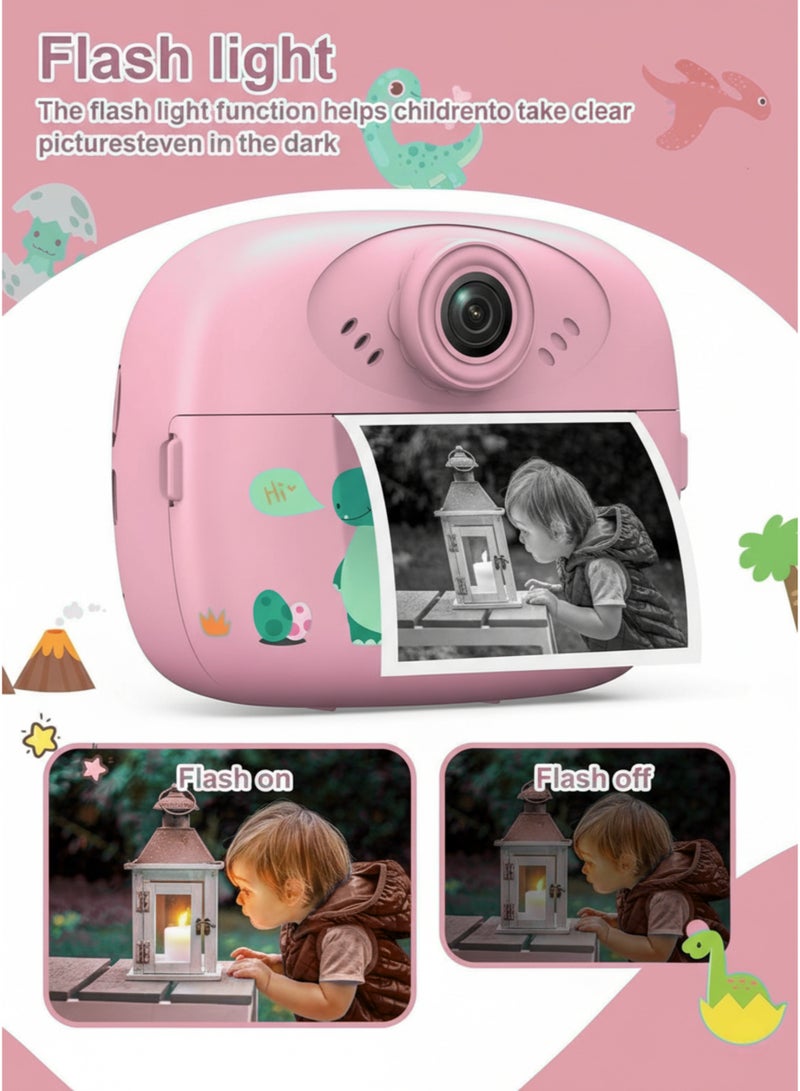 vexa pro Kids Instant Print Camera – 48MP Photo, 1080P HD Video, Inkless Thermal Print, DIY Pens & Paper - Pink - Image 5