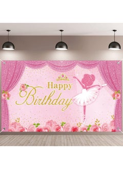 Tatuo Ballerina Birthday Party Decorations Photography Backdrops Ballet Girls Backdrop Supplies Dance For Baby Shower Supplies Pink 60X32 Inches  - Image 1