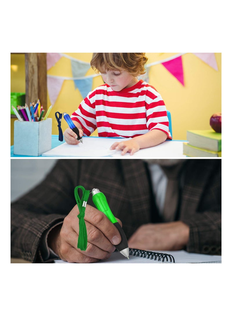 SOLARAE أقلام سميكة مثقلة كبيرة، 5 قطع من أقلام الحبر الجاف السميكة، مع 10 إعادة تعبئة زرقاء إضافية قابلة للسحب، أقلام حبر جاف ذات جسم عريض، مع حبل تعليق لمساعدات الكتابة للاهتزاز، التهاب المفاصل، باركنسون - Image 4