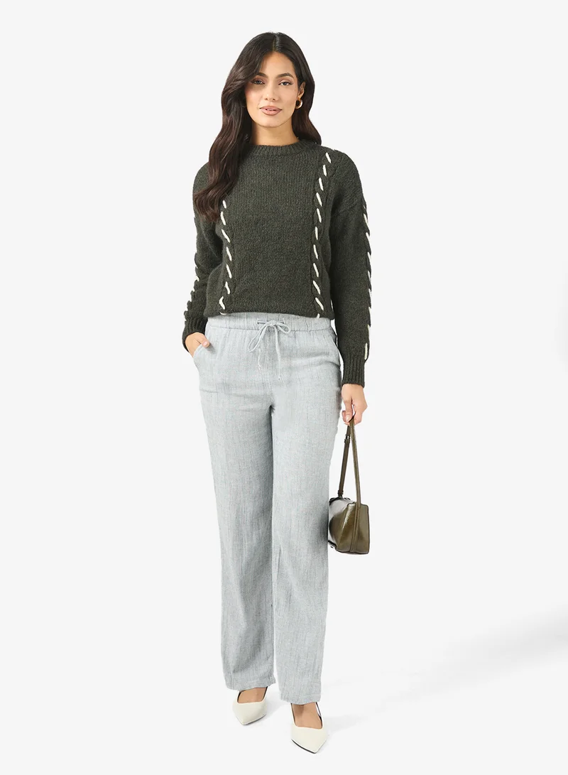VERO MODA Striped Linen Pants