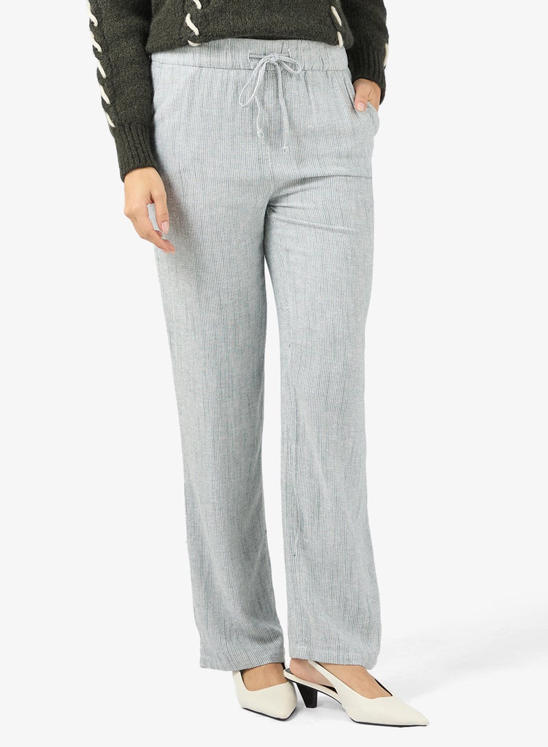 فيرو مودا بنطلون واسع مخطط بطول  بوصة - Image 1