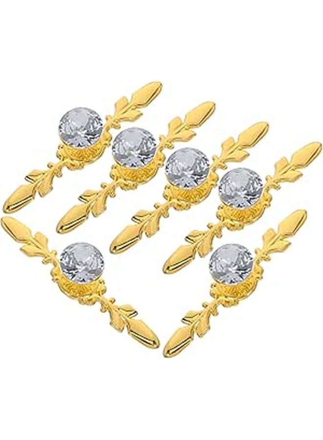 6Pcs Gold Crystal Cabinet Knobs With Plate For Kitchen Cupboard Dresser Wardrobe - Image 1