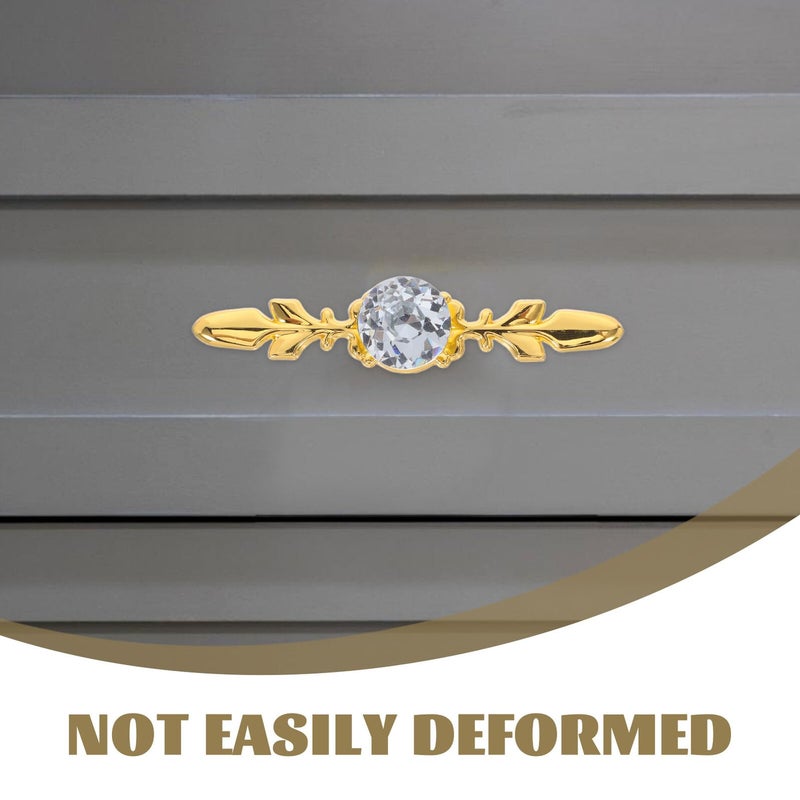 6Pcs Gold Crystal Cabinet Knobs With Plate For Kitchen Cupboard Dresser Wardrobe - Image 4