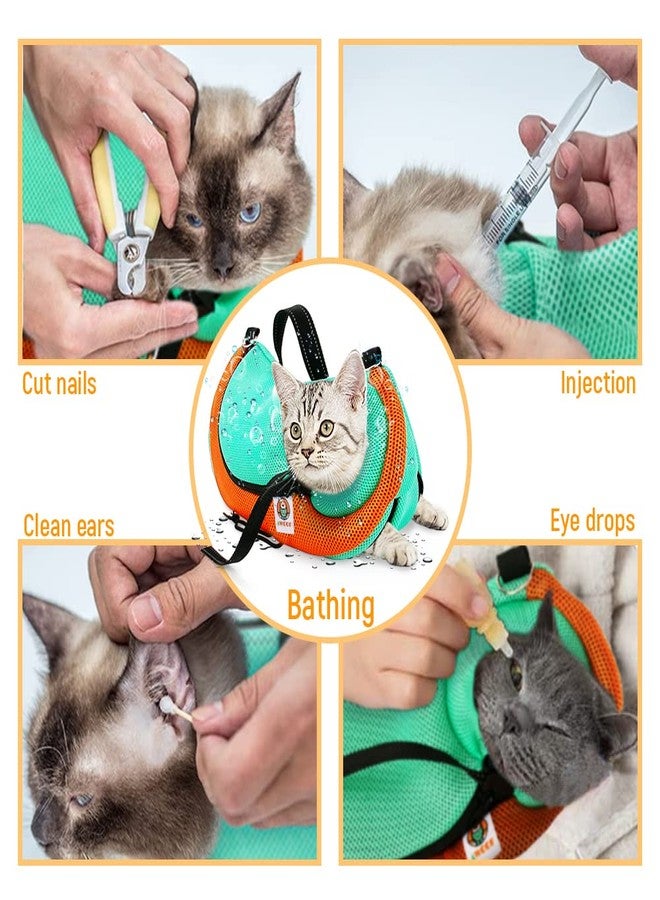 AWOOF Cat Grooming Bag Adjustable Cat Bathing Bag Anti Scratch Bite Restraint Bag Cat Sling Bag Durable Mesh Cat Shower Bag for Small Medium Large Cats Nail Trimming Ear Cleaning Medicine Taking - Image 3