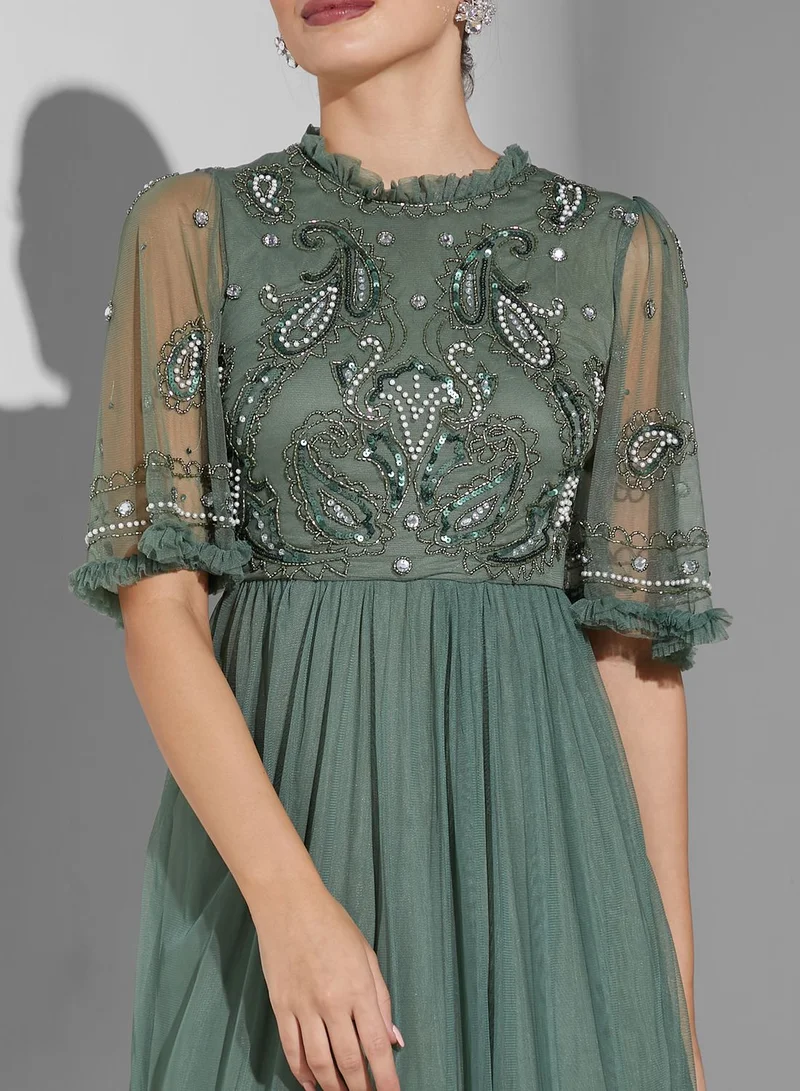 Amelia Rose Tiered Ruffle Hem Dress